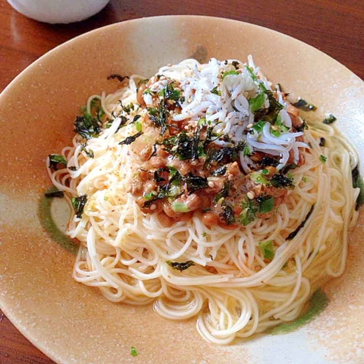 しらす納豆たまごそうめん